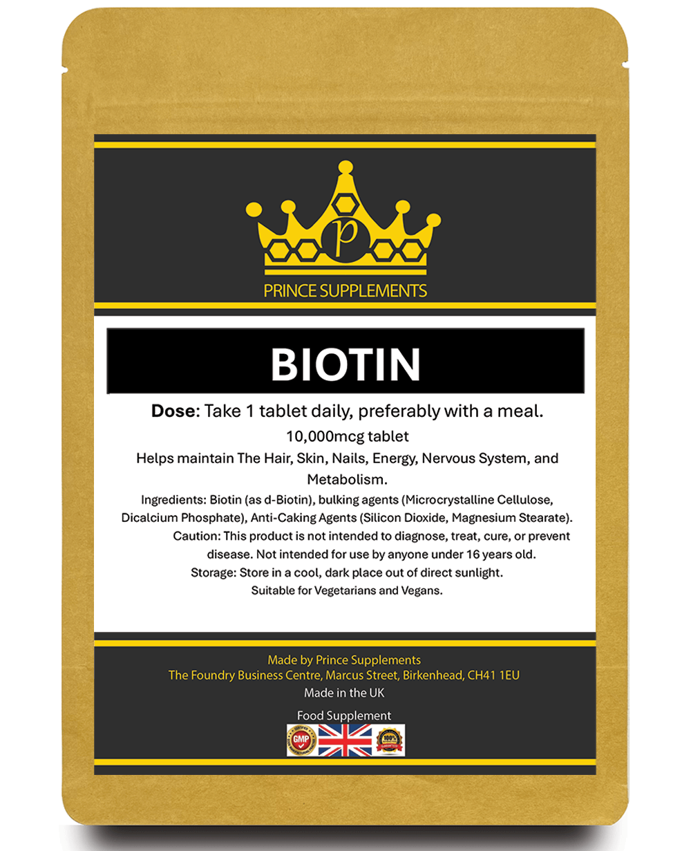 Biotin 10,000mcg (10mg) High Strength Vegan Tablets – UK Made Vitamin B7 Supplement