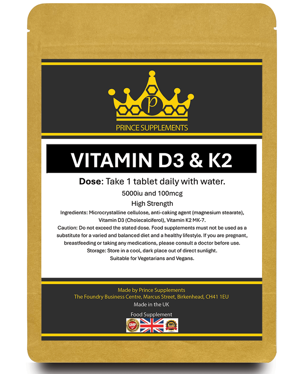 Vitamin D3 5000IU with K2 MK7 100mcg – Bone & Immune Support Tablets