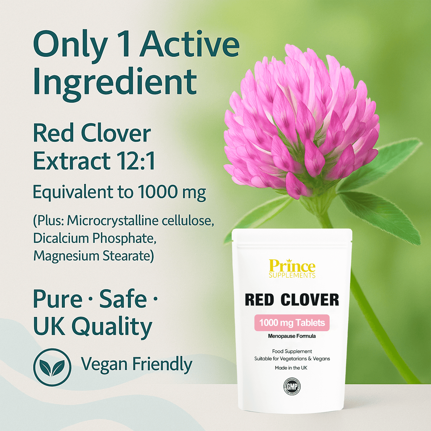 Red Clover 1000mg Tablets Menopause Hot Flushes Low Energy