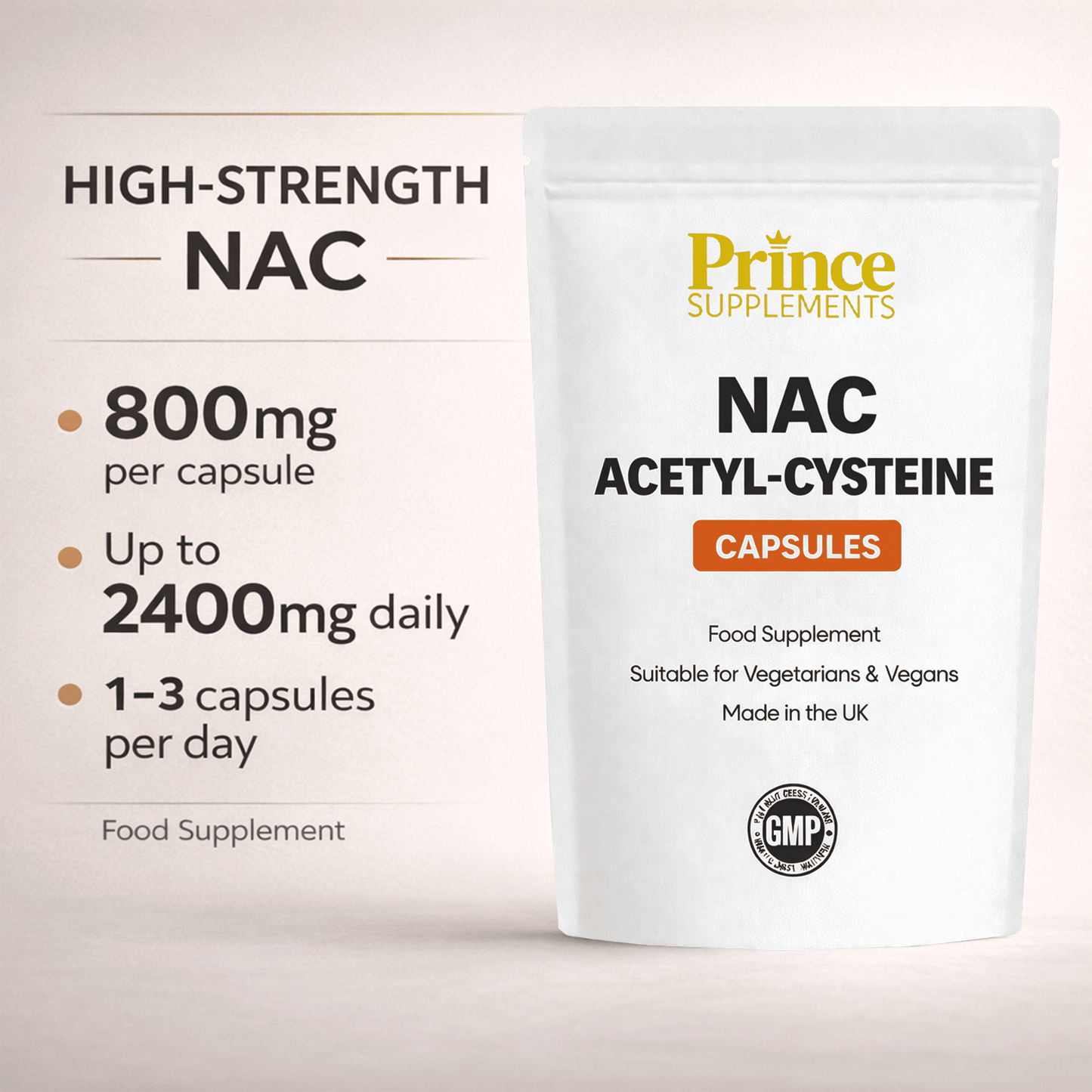 NAC N Acetyl Cysteine 2400mg Capsules Vegan UK Made