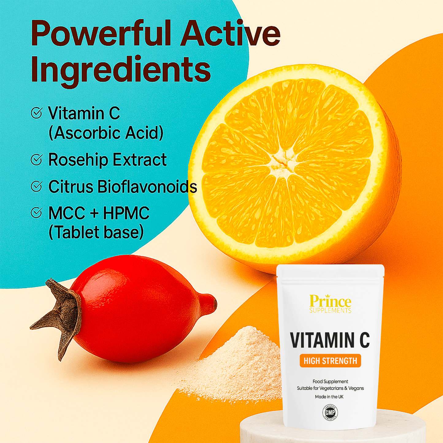 Vitamin C High Strength tablets - with Rosehip & Ascorbic Acid - Immune Support