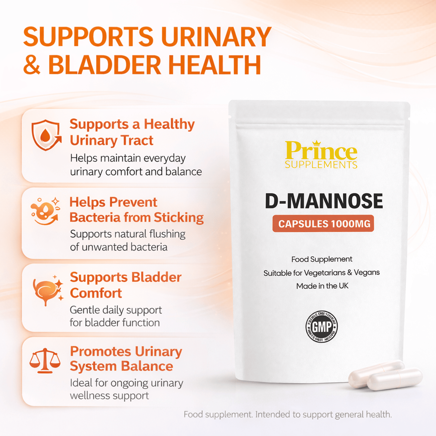 D Mannose Capsules 1000mg 120 Vegan High Strength UK Made