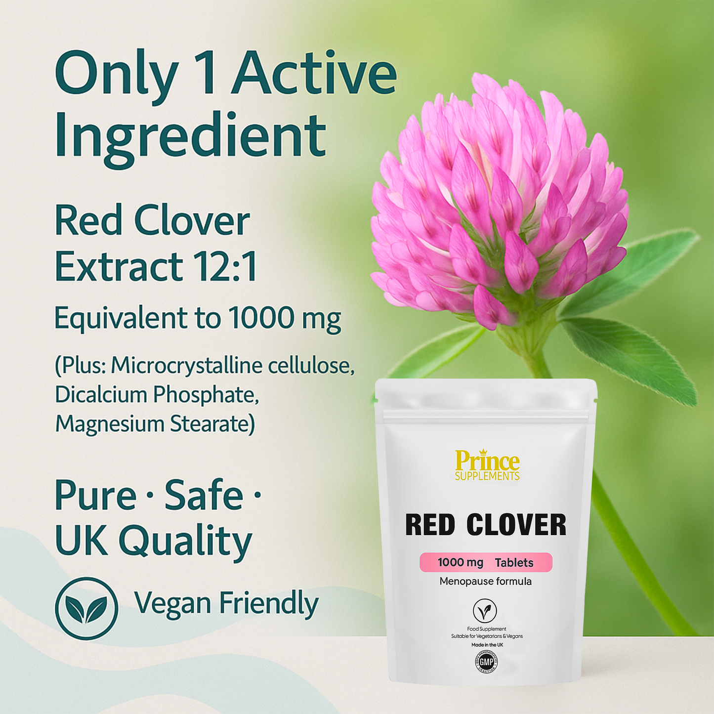 Red Clover 1000mg Tablets Menopause Hot Flushes Low Energy