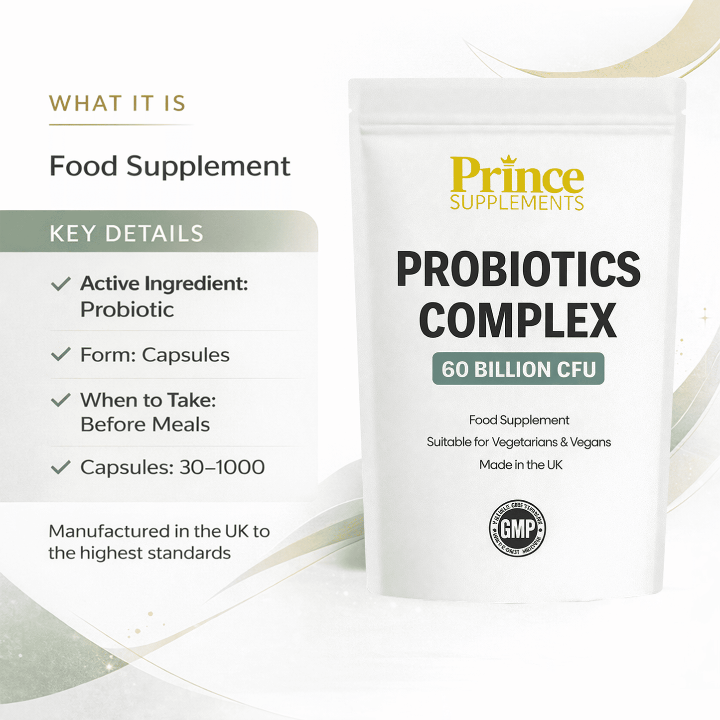 Probiotics Complex for Gut Health 60 Billion CFU Vegan Capsules Buy 3 Get 1 Free