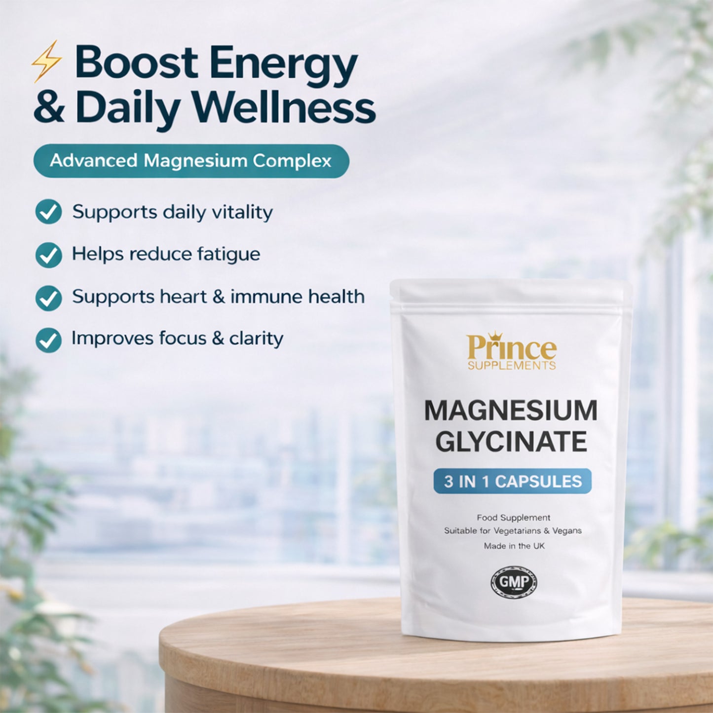 Magnesium Glycinate Capsules 3-in-1 Complex – High Absorption, Energy & Muscle Support
