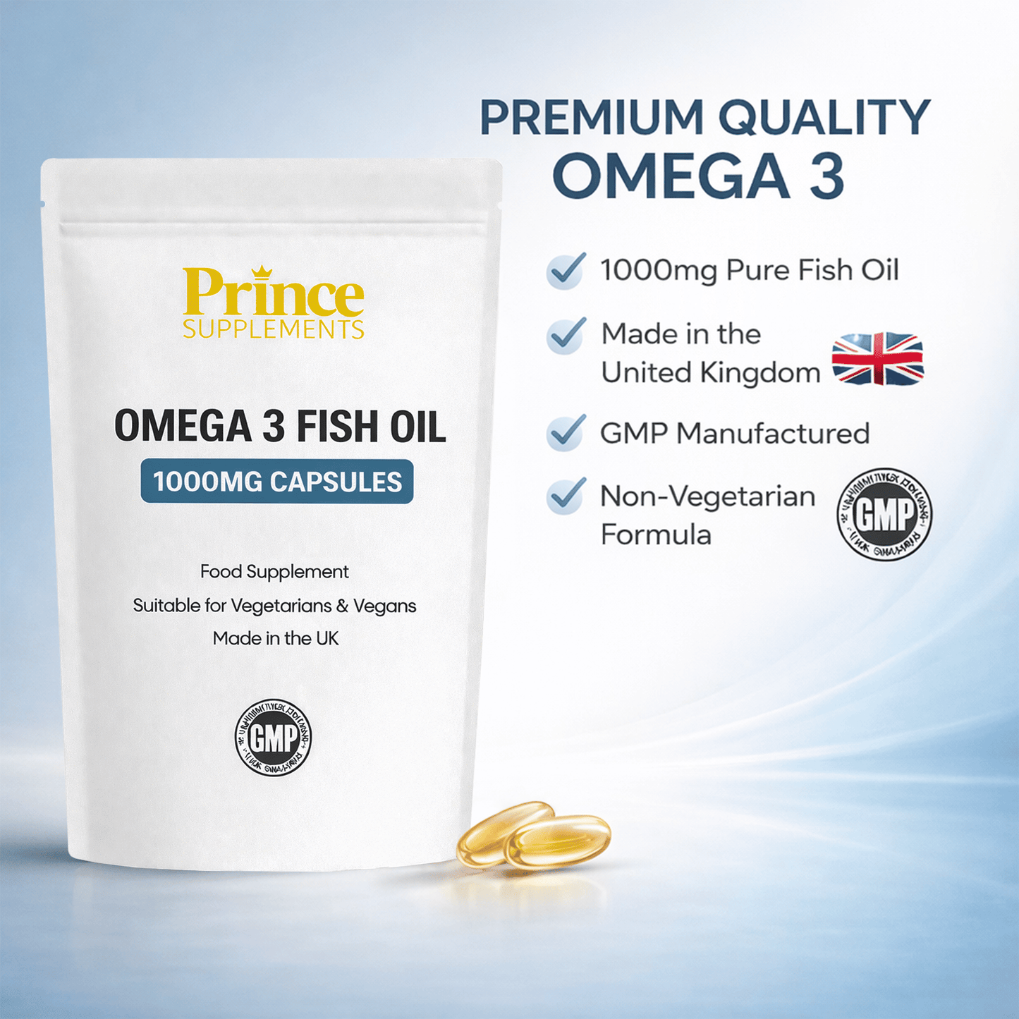 Omega 3 Fish Oil 1000mg Capsules for Heart & Joint Health – UK Made