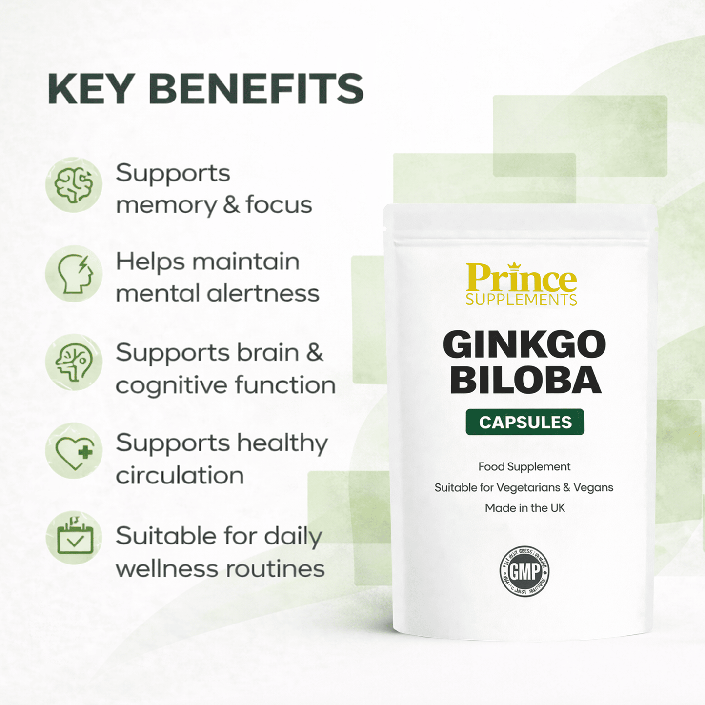 Ginkgo Biloba Capsules 15000mg Vegan High Strength UK Made Supplement