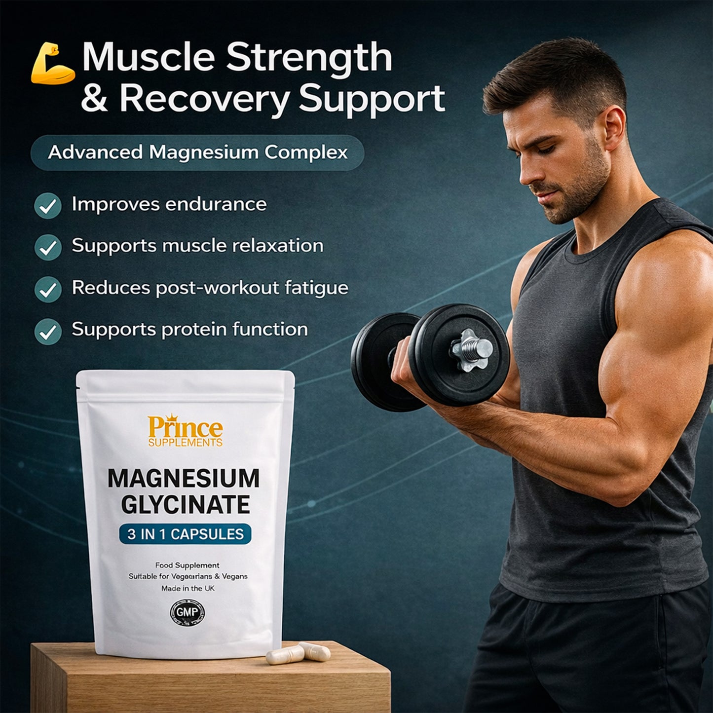 Magnesium Glycinate Capsules 3-in-1 Complex – High Absorption, Energy & Muscle Support