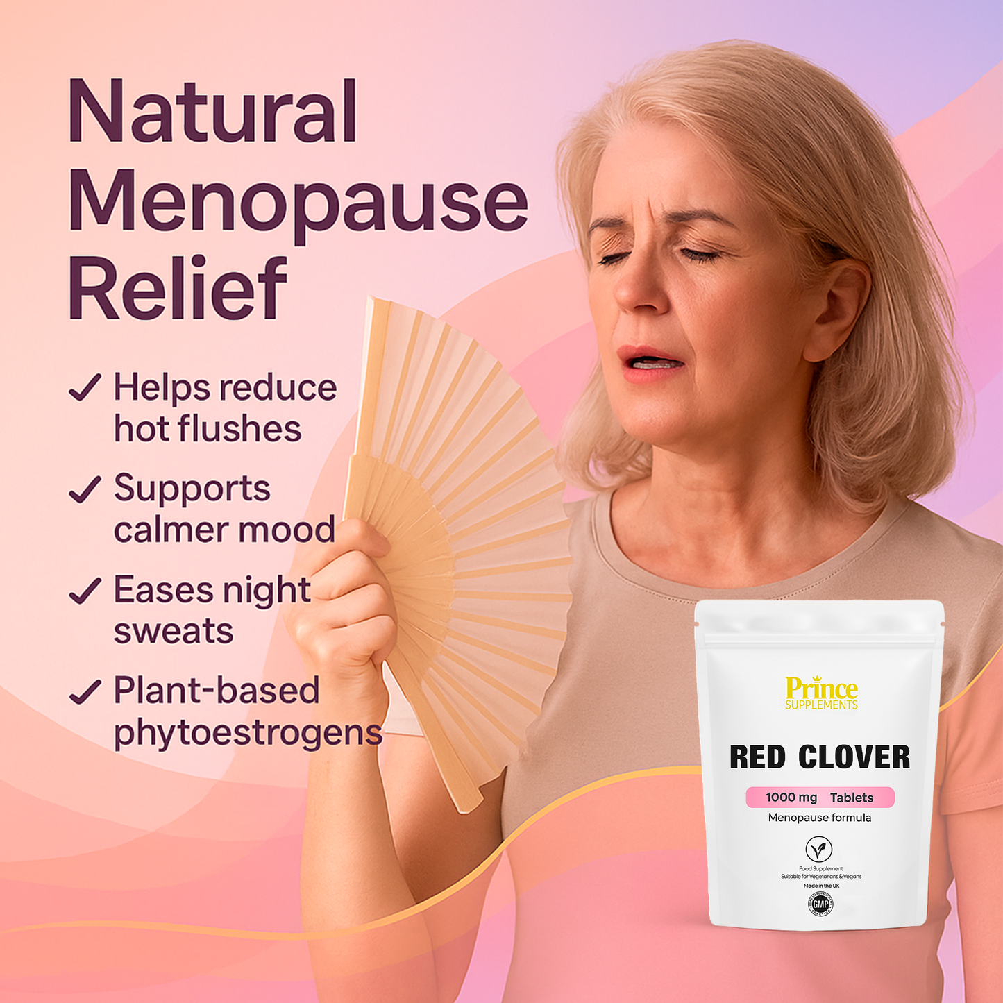 Red Clover 1000mg Tablets Menopause Hot Flushes Low Energy