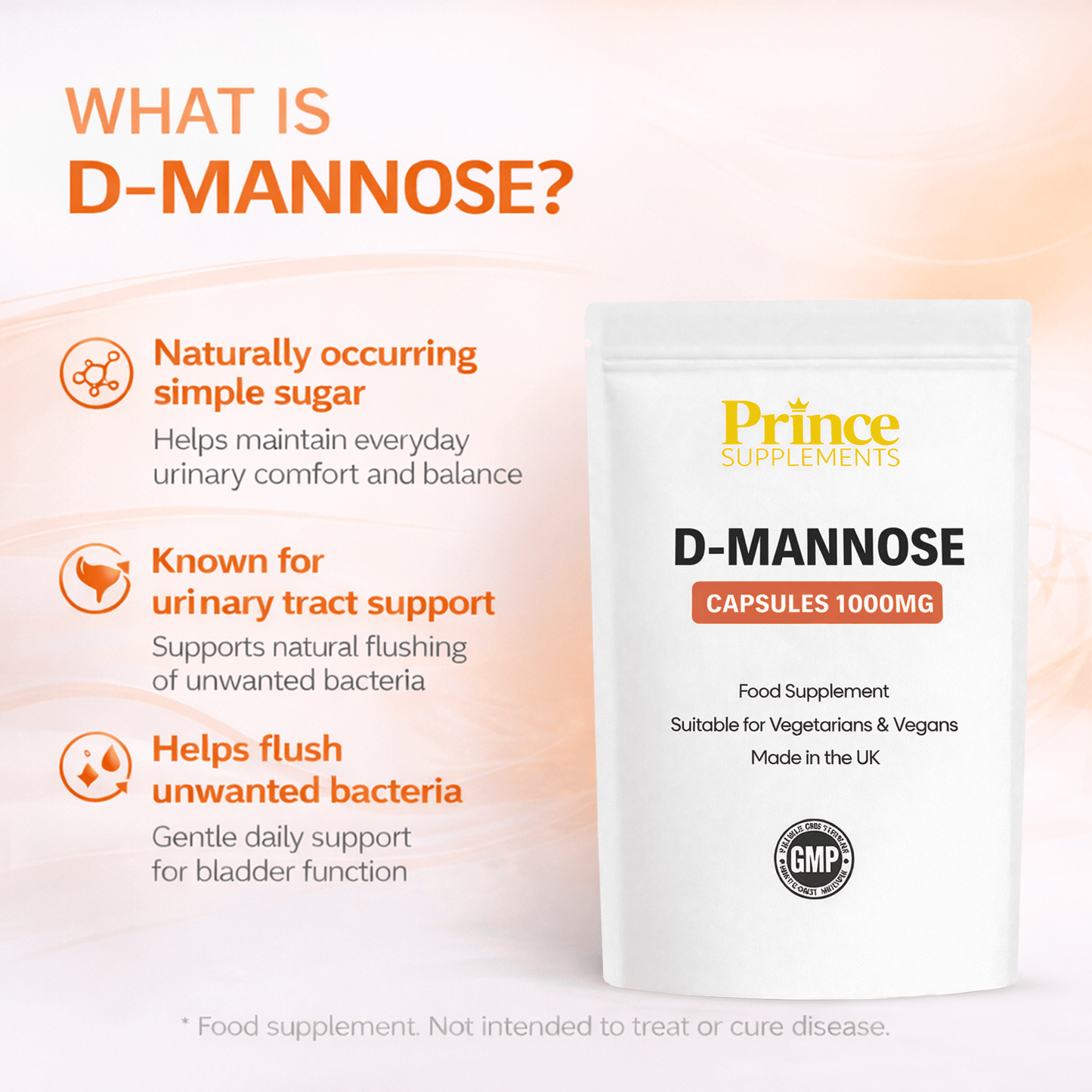 D Mannose Capsules 1000mg 120 Vegan High Strength UK Made