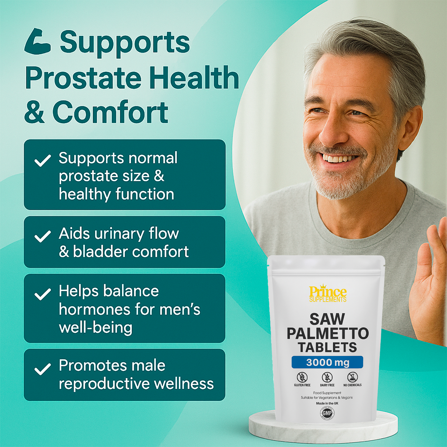 Saw Palmetto Tablets 3000Mg PROSTATE URINARY TRACK HAIR LOSS