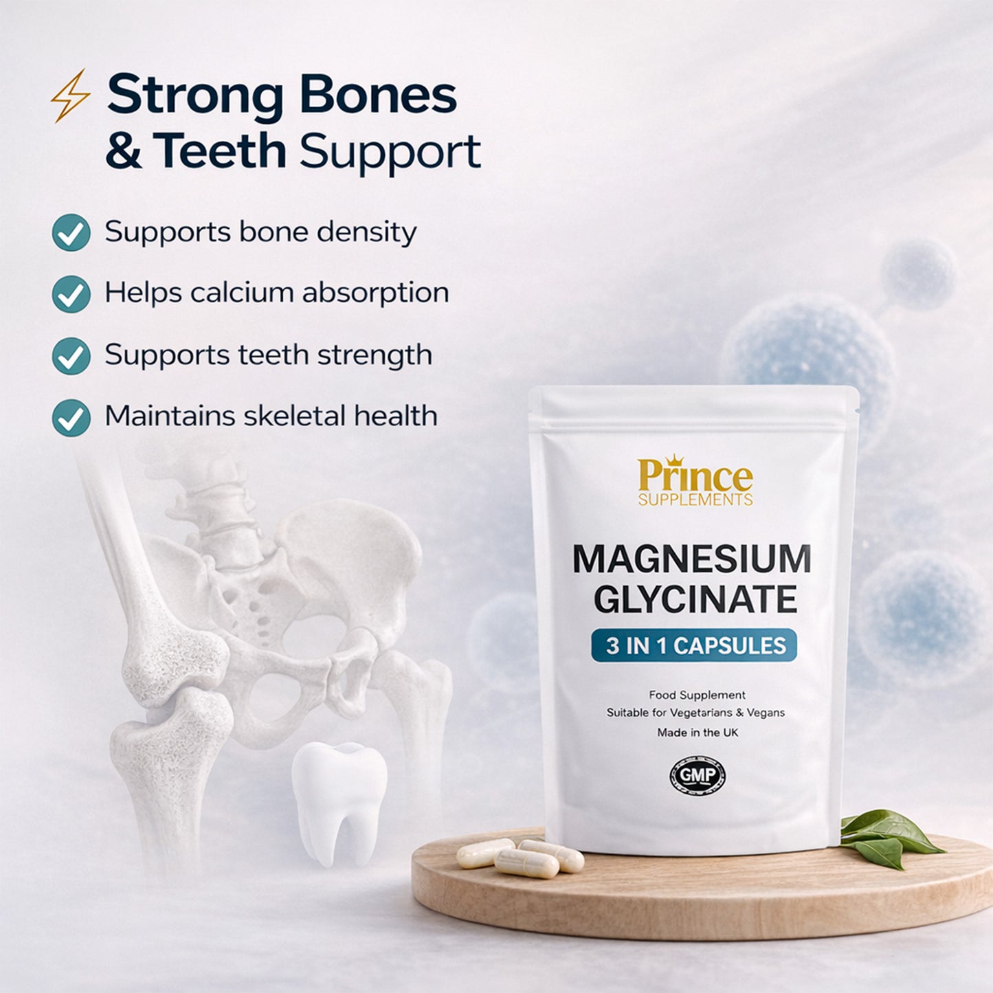 Magnesium Glycinate Capsules 3-in-1 Complex – High Absorption, Energy & Muscle Support