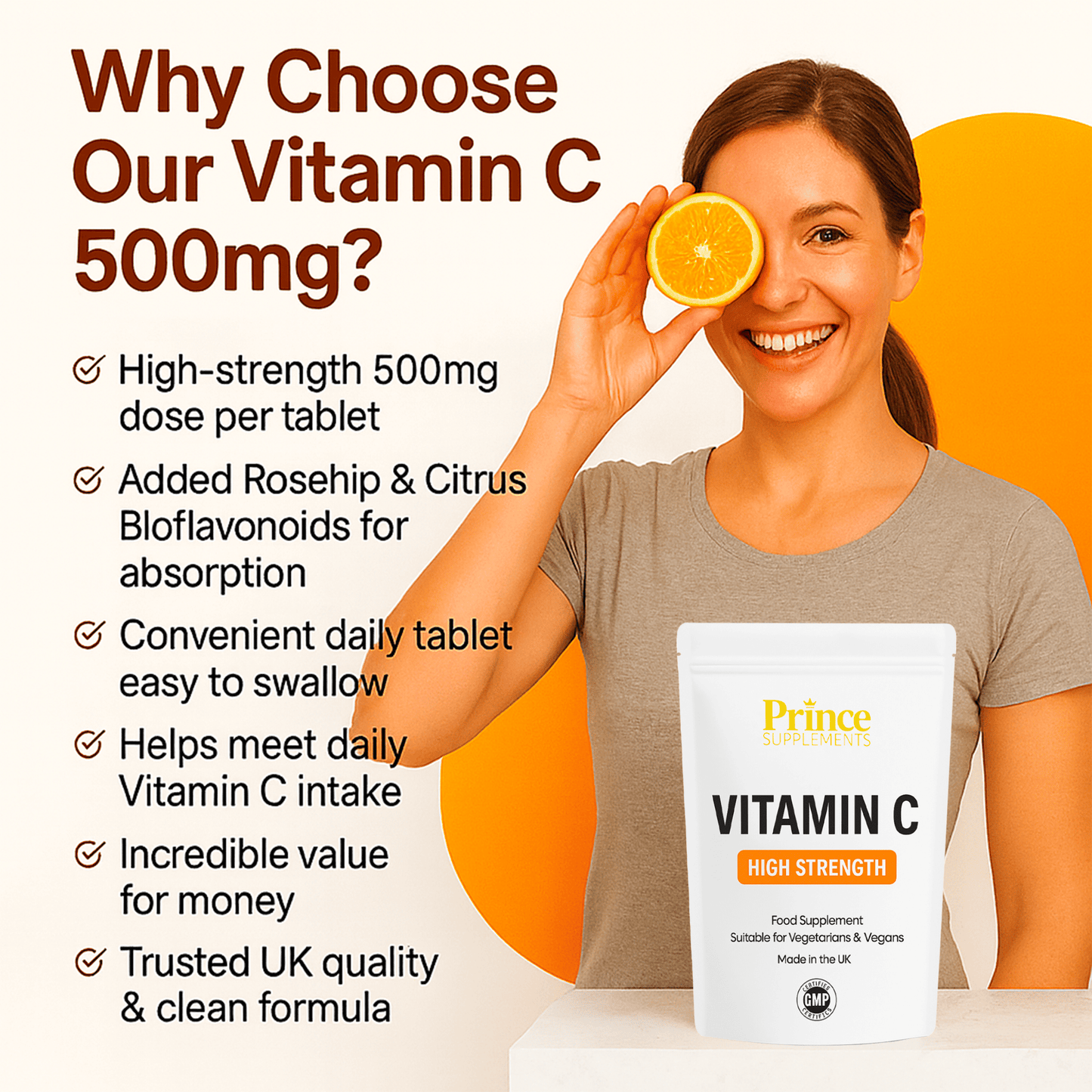 Vitamin C High Strength tablets - with Rosehip & Ascorbic Acid - Immune Support