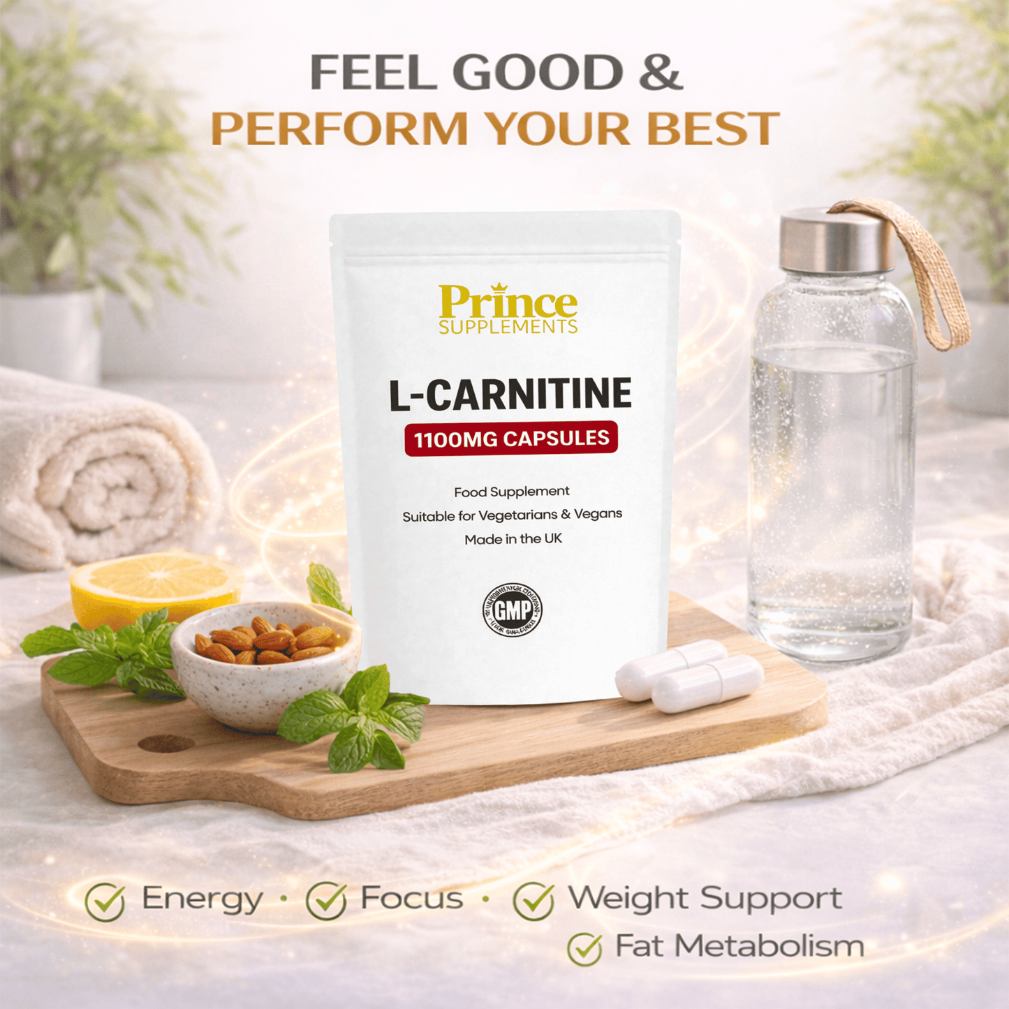 L-Carnitine 1000mg Capsules for Energy, Focus & Weight Management