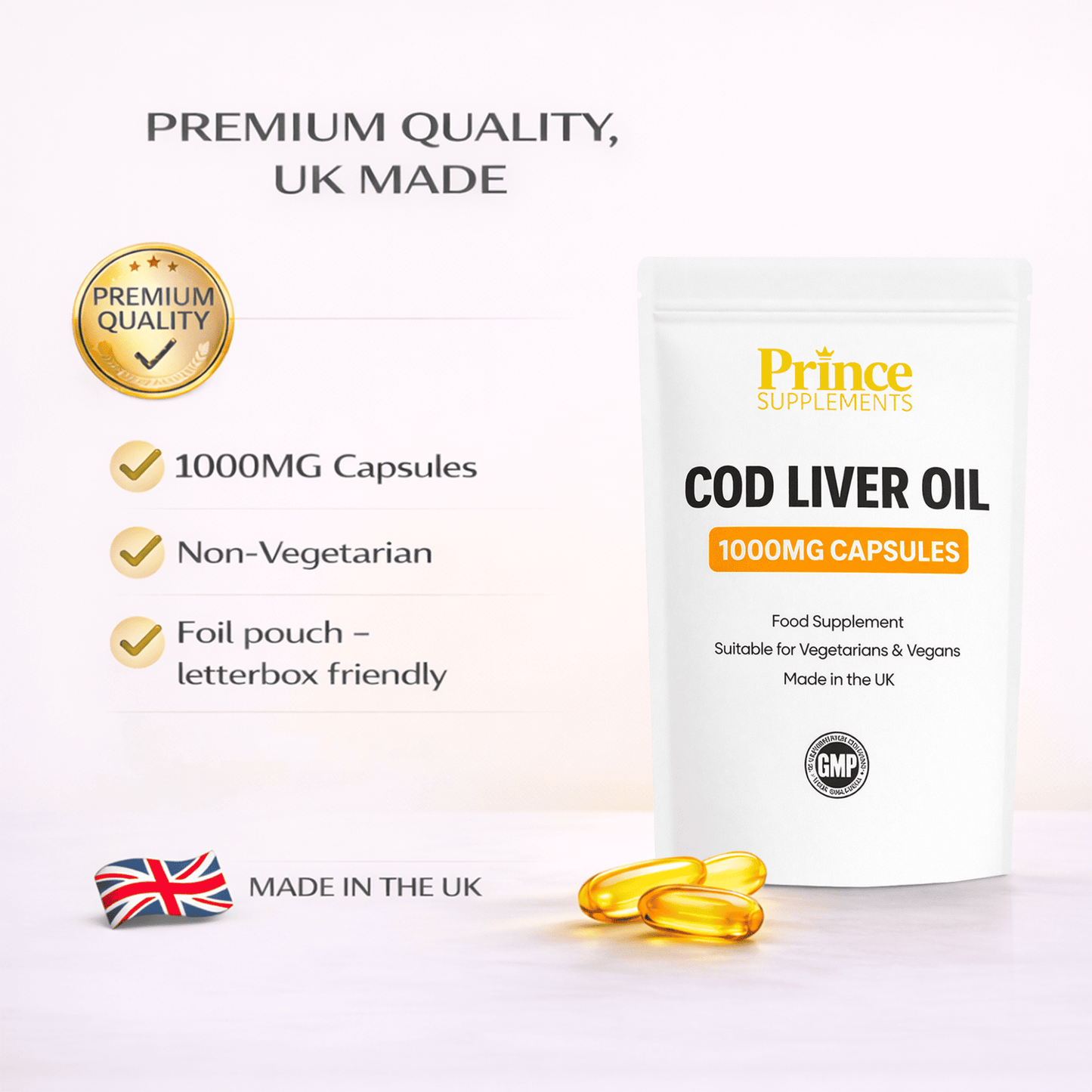 Cod Liver Oil Capsules 1000mg – Omega 3 for Heart & Joint Support