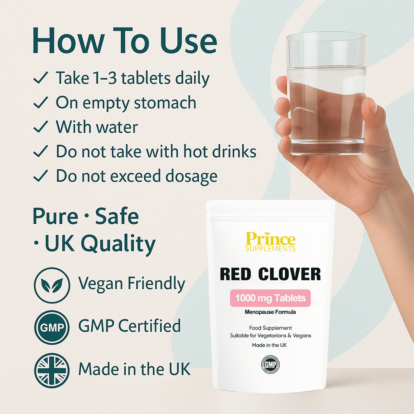 Red Clover 1000mg Tablets Menopause Hot Flushes Low Energy