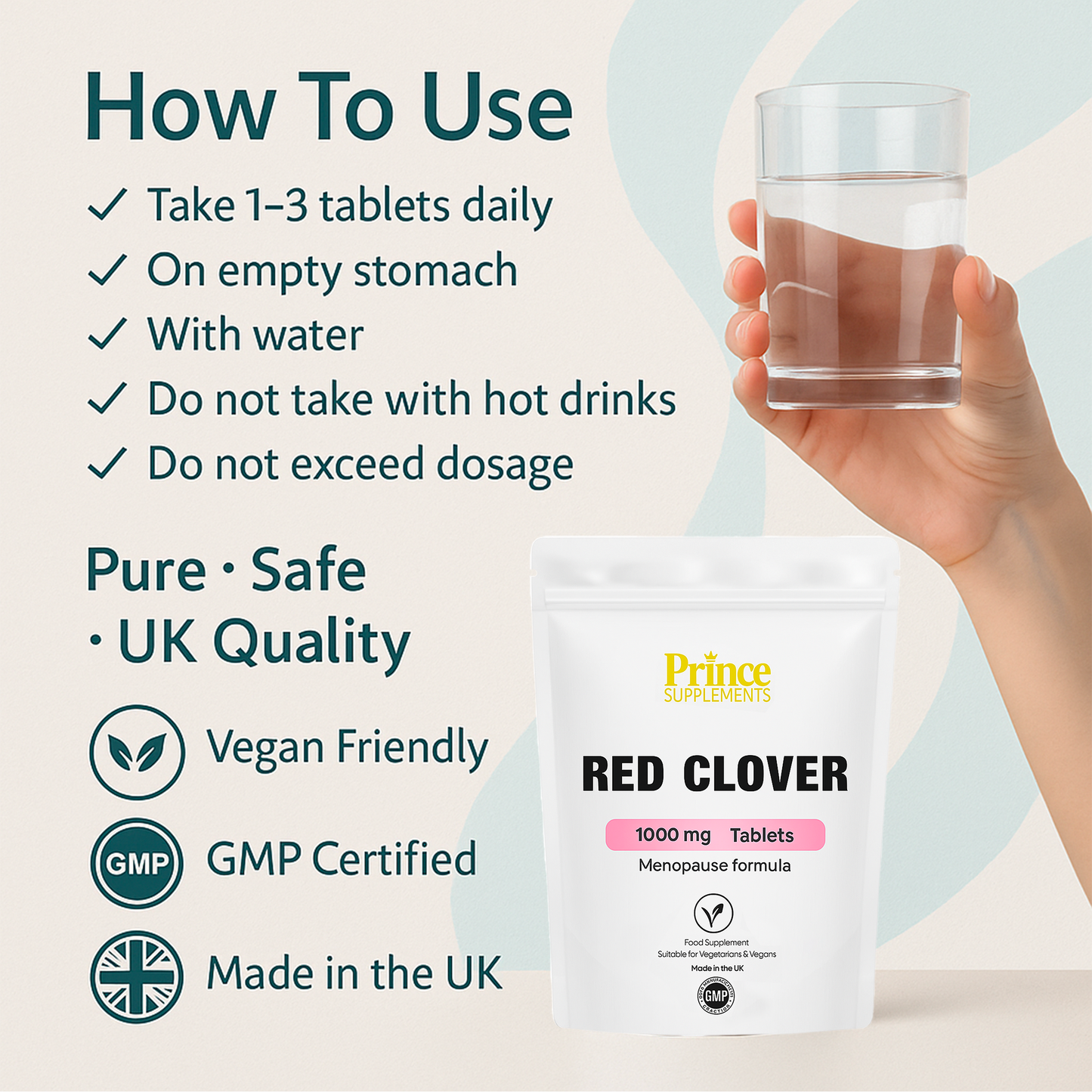 Red Clover 1000mg Tablets Menopause Hot Flushes Low Energy