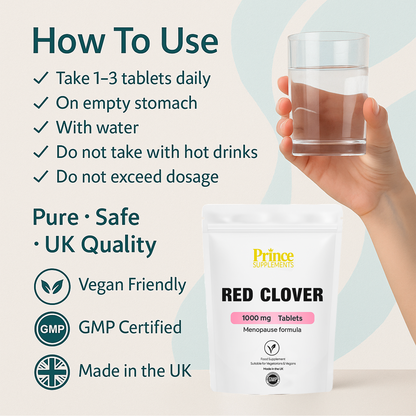 Red Clover 1000mg Tablets Menopause Hot Flushes Low Energy