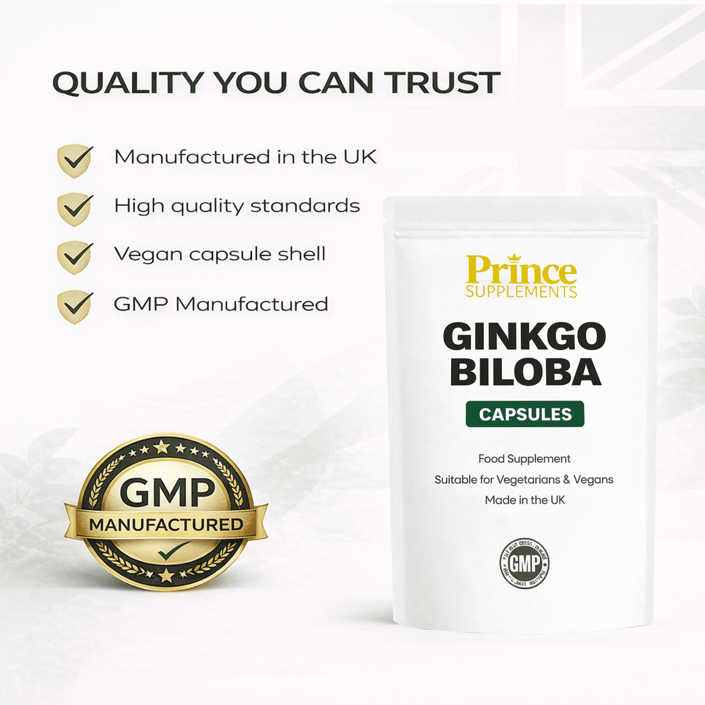 Ginkgo Biloba Capsules 15000mg Vegan High Strength UK Made Supplement