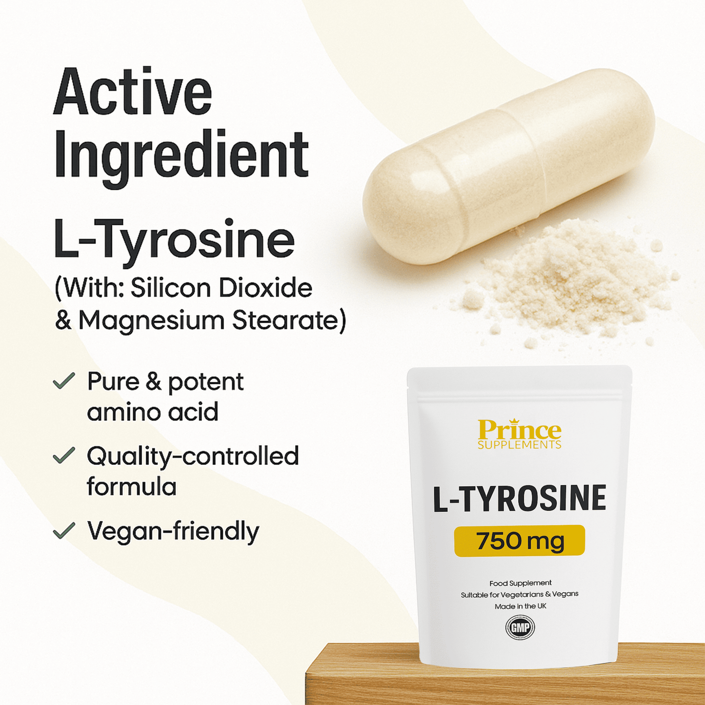 L-Tyrosine 750mg capsules/Tablets Stress Low Mood Healthy Mind