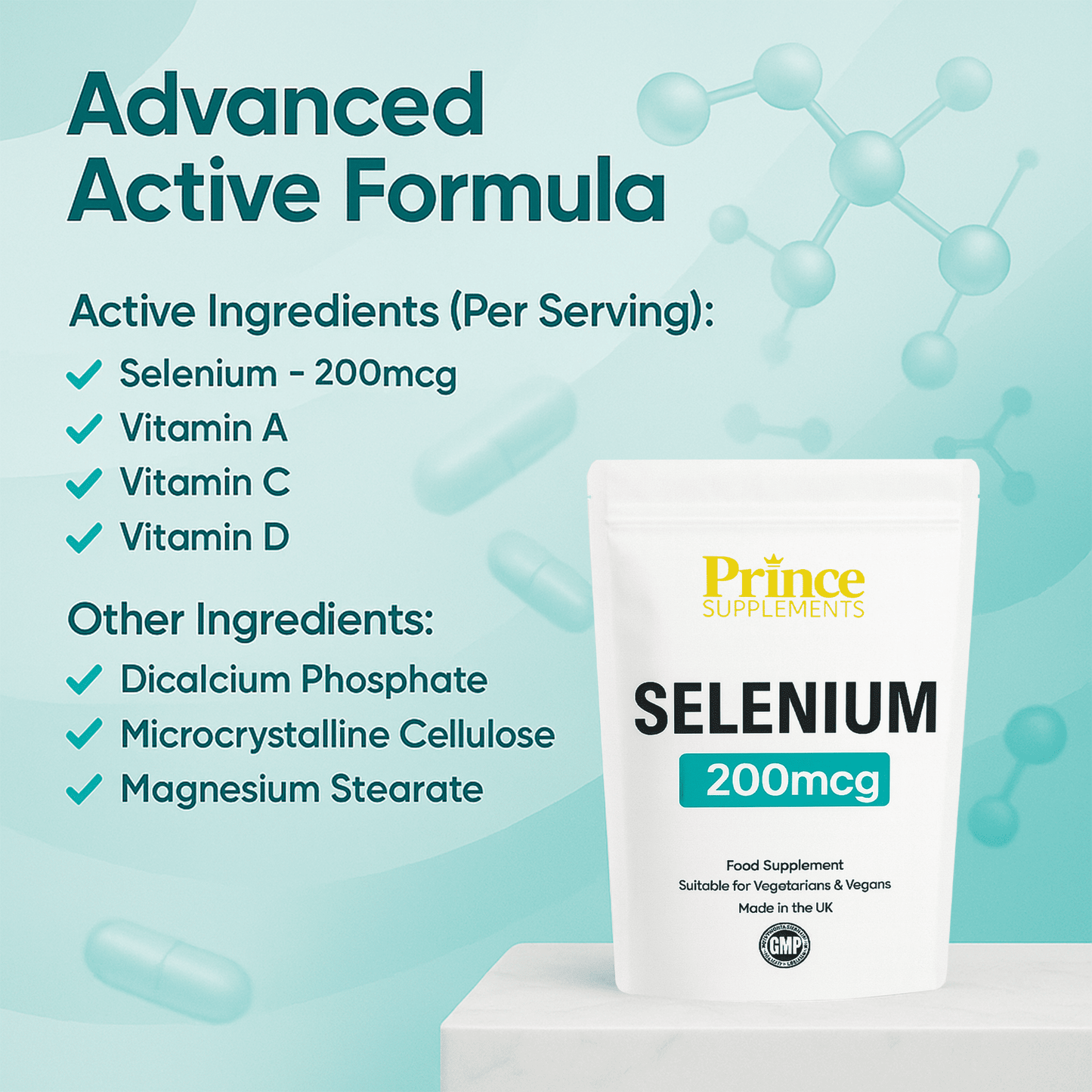 Selenium 200mcg A,C, E Hair Immune System, Thyroid, Skin Antioxidant Tablets