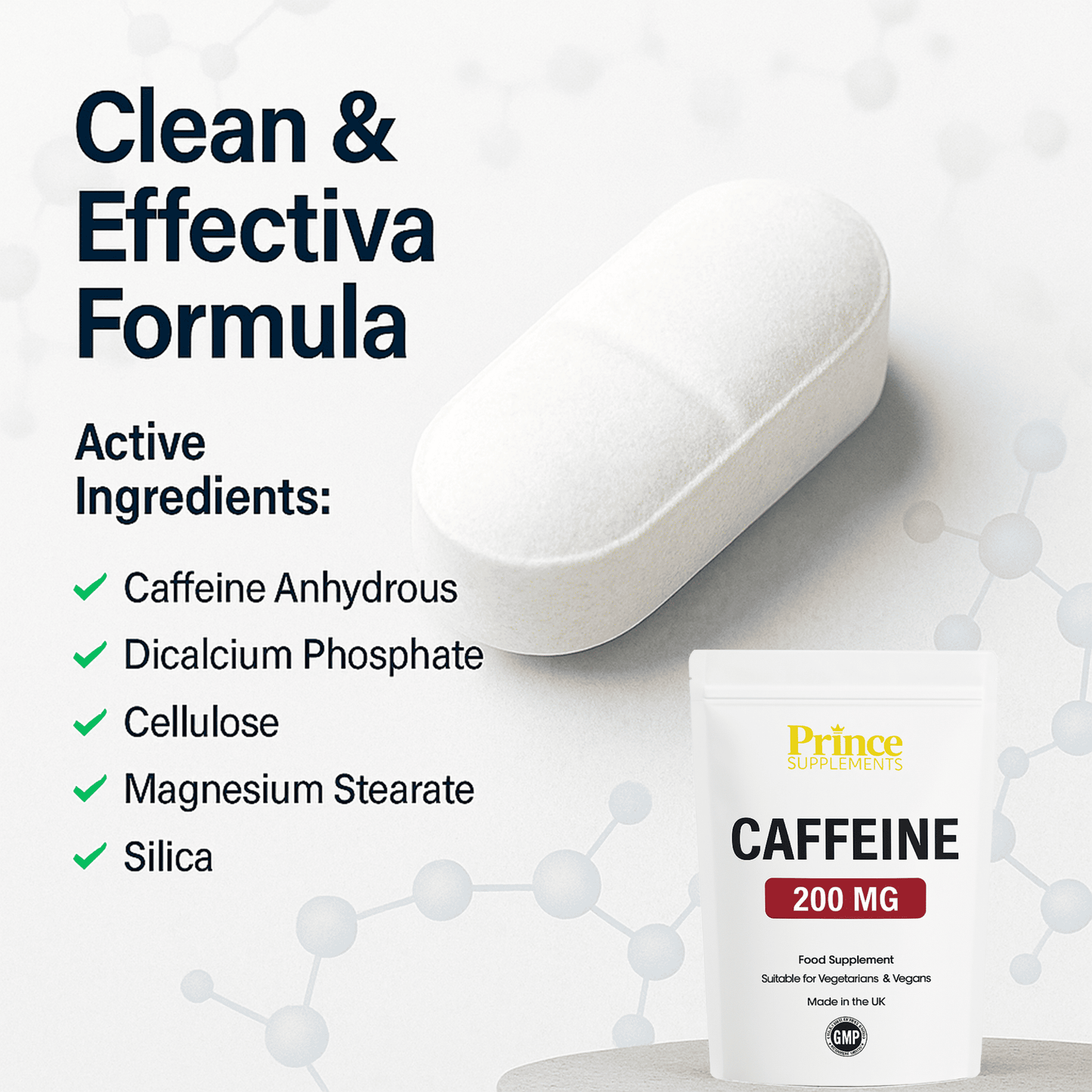 Caffeine Tablets 200mg Energy boost, alertness, weight loss pills