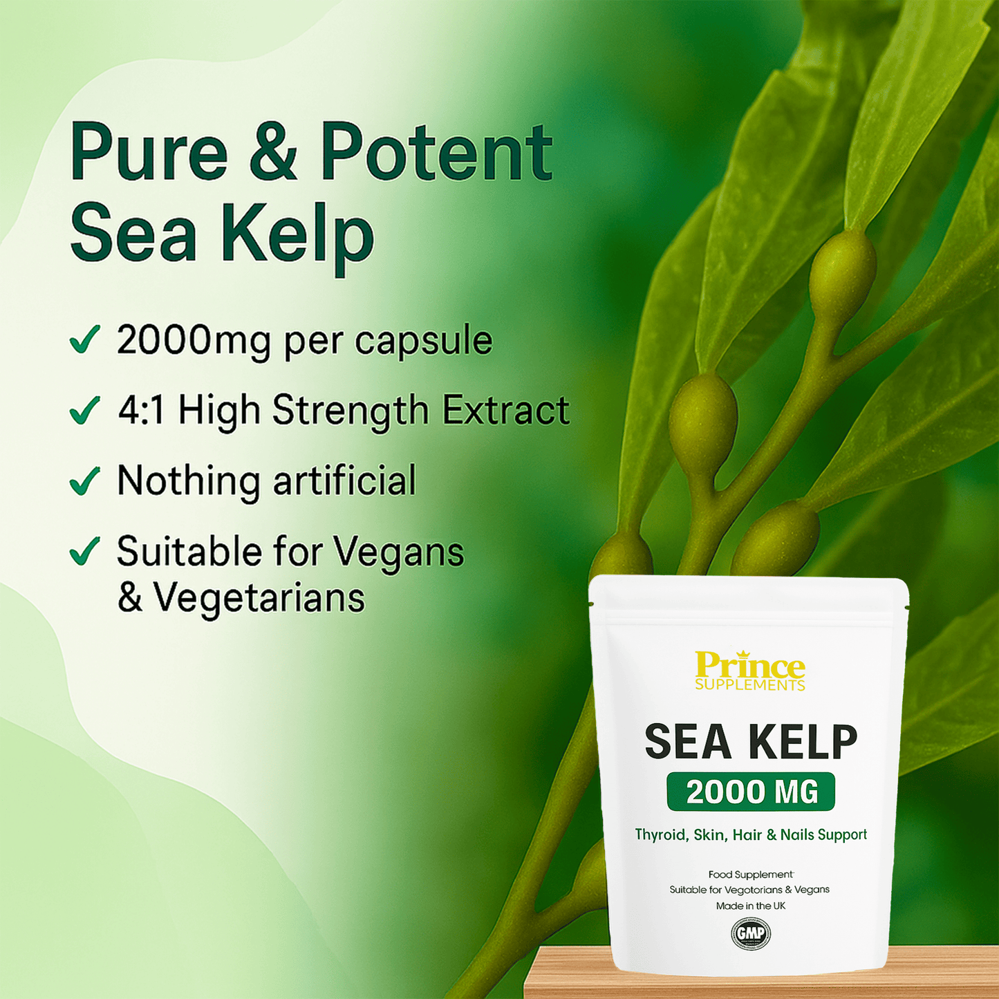 Sea Kelp Extract 2000mg Iodine, Thyroid, Hair, Skin, Immune System