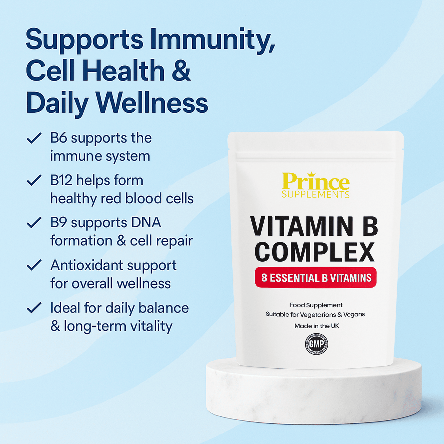 VITAMIN B complex 8 High strength B VITS folic acid B12 B1 B2 B3