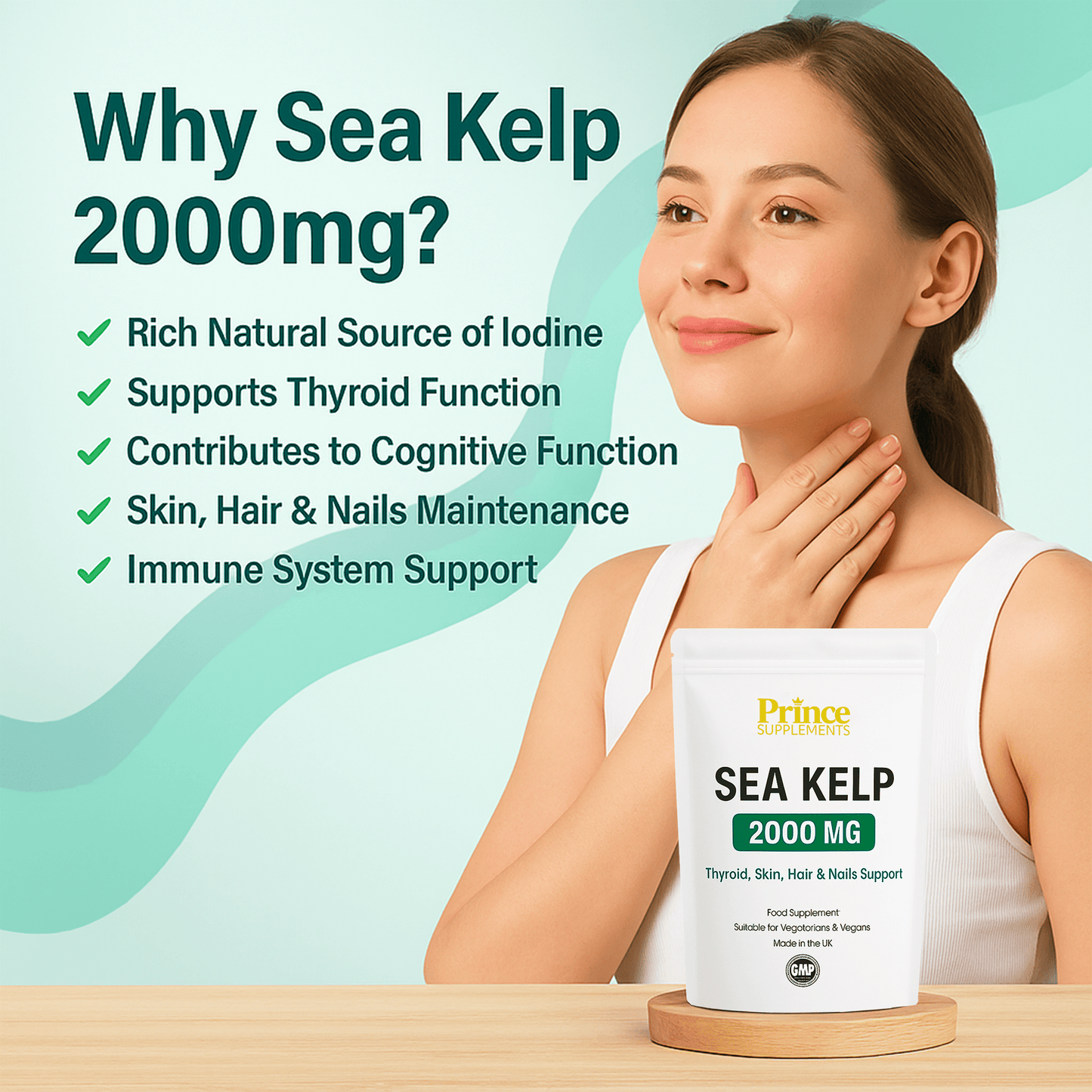 Sea Kelp Extract 2000mg Iodine, Thyroid, Hair, Skin, Immune System
