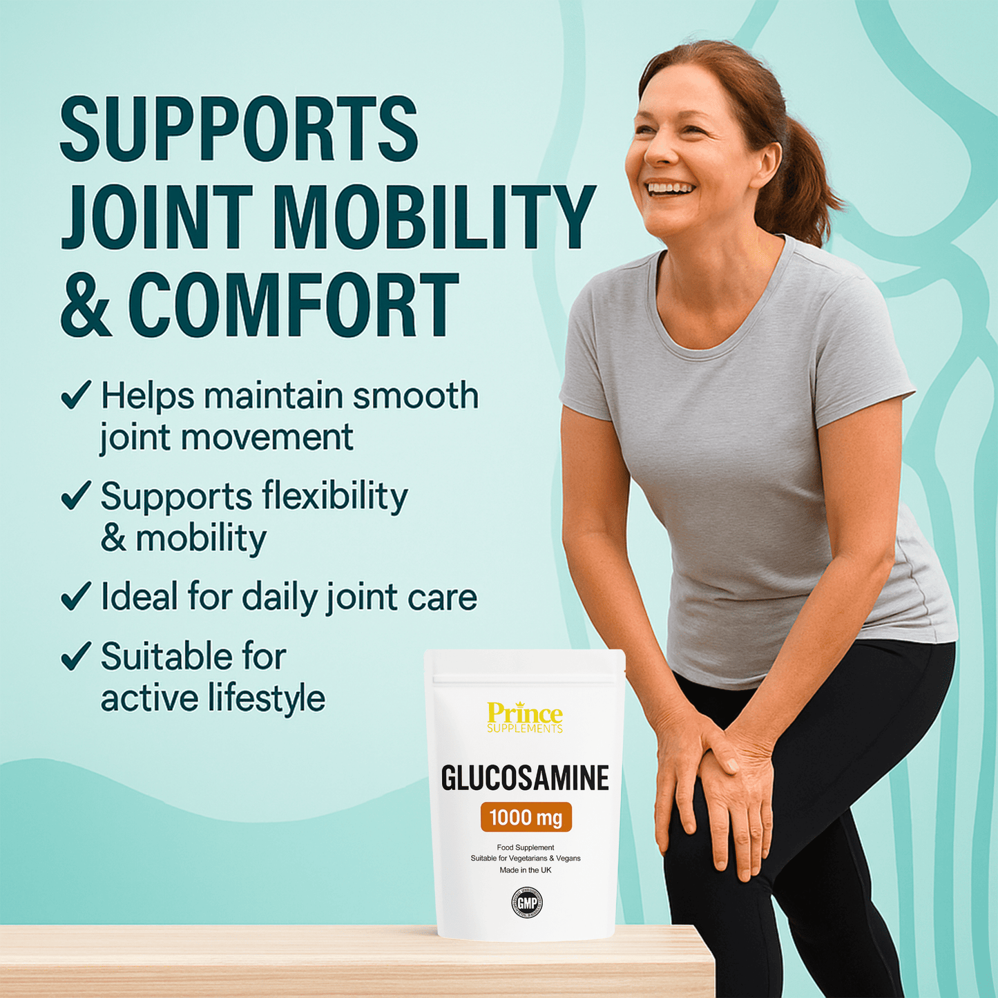GLUCOSAMINE SULPHATE 2KCL 60 CAPSULES 1000MG FOR BONES AND JOINTS