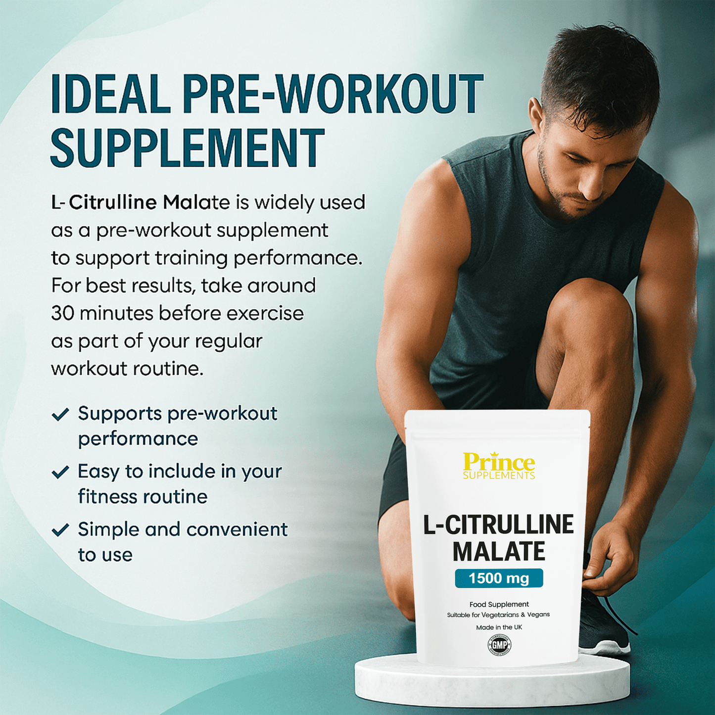 L-Citrulline 1500mg Malate Pre Workout/ Endurance Vegan