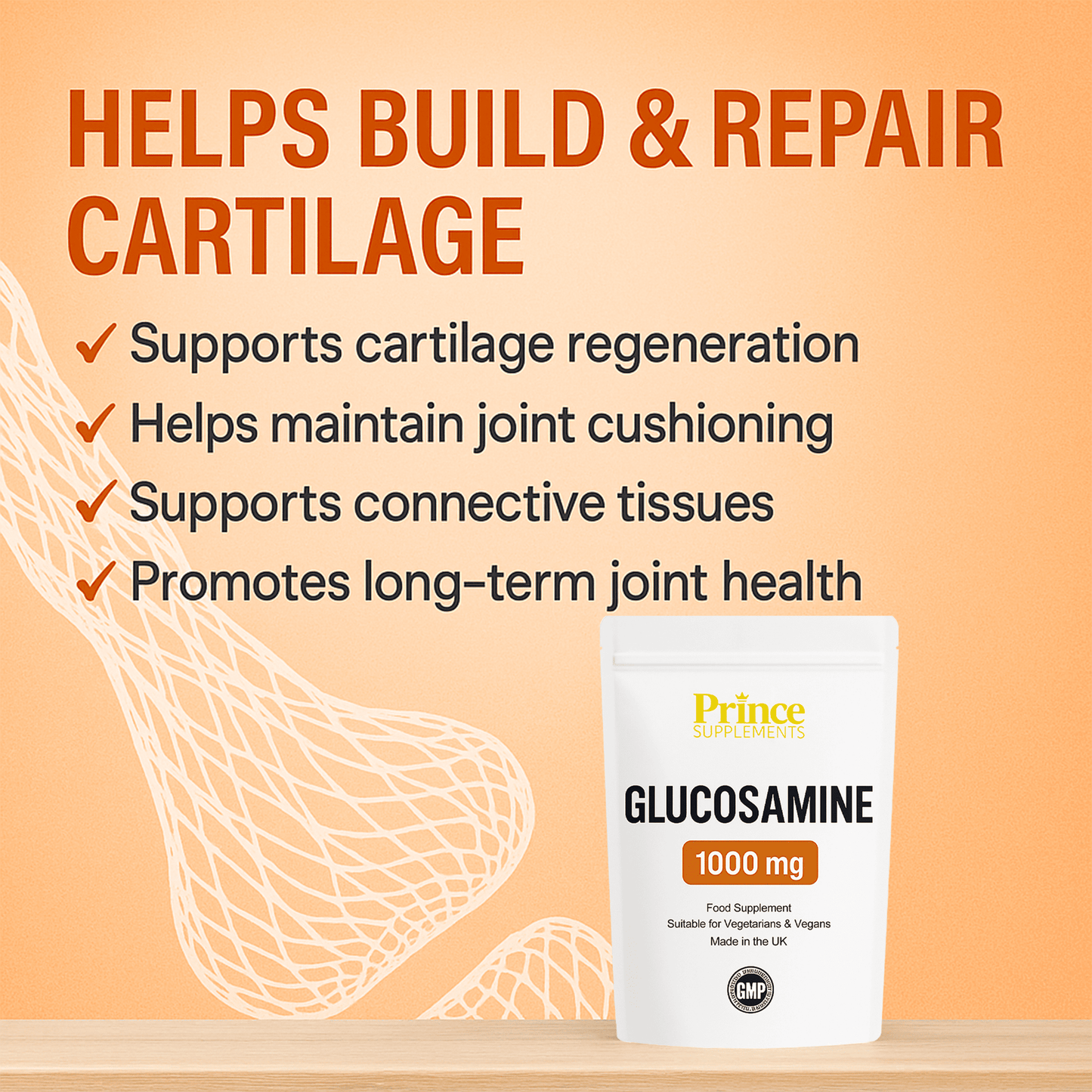 GLUCOSAMINE SULPHATE 2KCL 60 CAPSULES 1000MG FOR BONES AND JOINTS