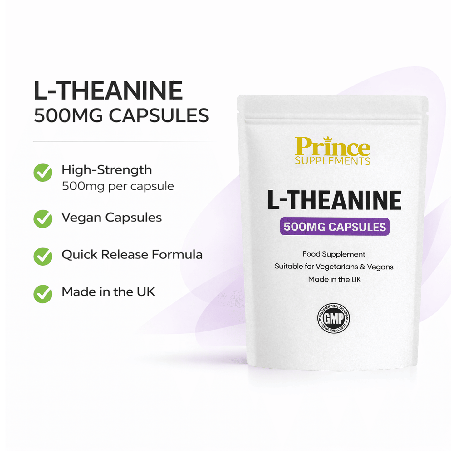 L-Theanine 500mg Capsules for Relaxation, Stress Relief & Focus