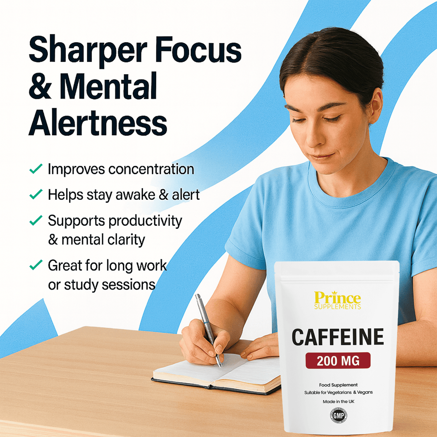 Caffeine Tablets 200mg Energy boost, alertness, weight loss pills