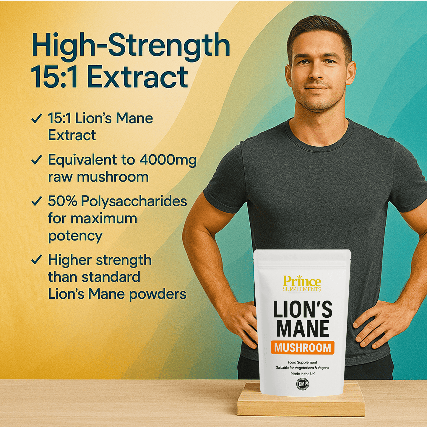 LIONS MANE SUPPLEMENT 4000MG WITH BLACK PEPPER + B1 VEGAN TABLETS