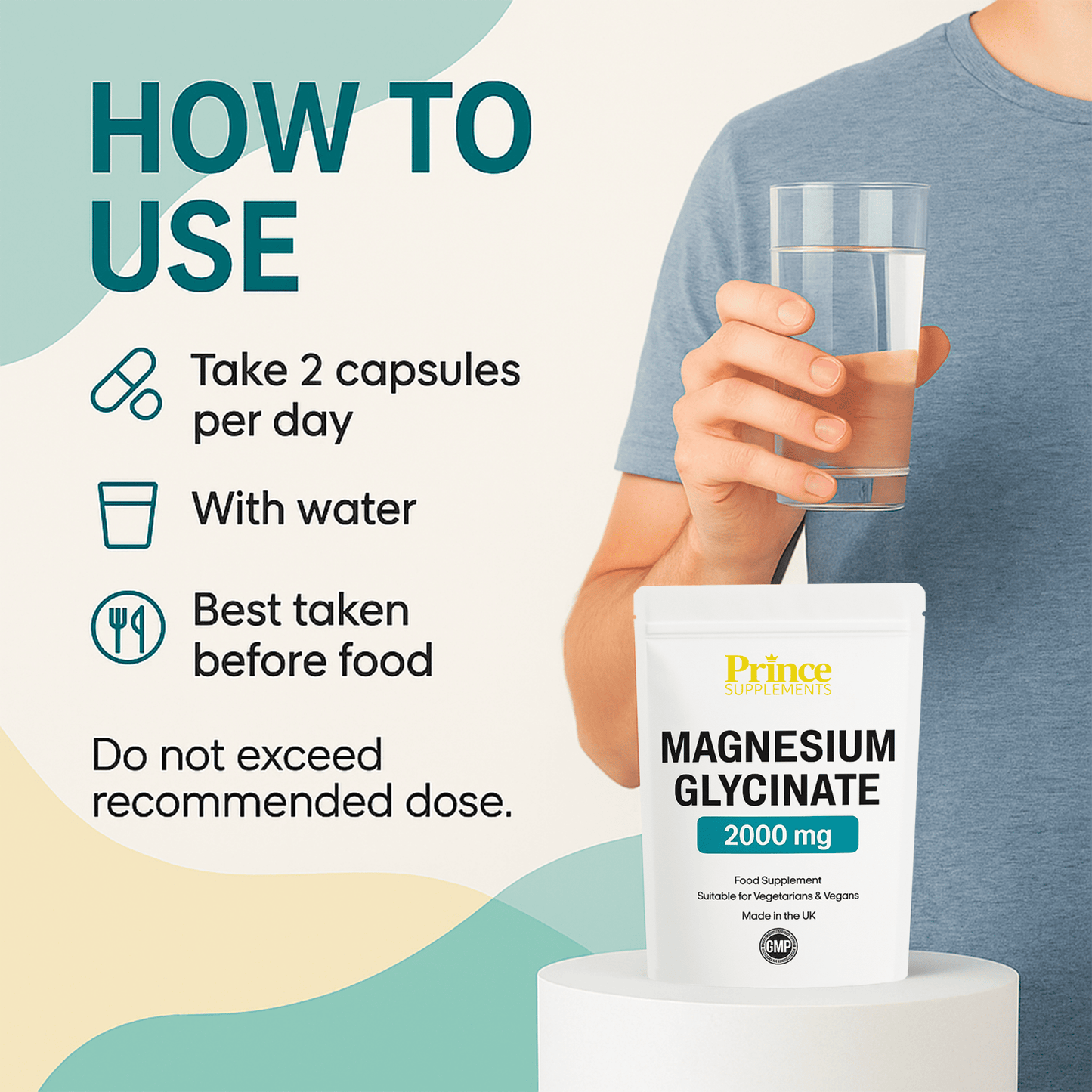 MAGNESIUM GLYCINATE CAPSULES FORMULA 2000mg 4:1 FATIGUE BONE HEALTH, MUSCLE