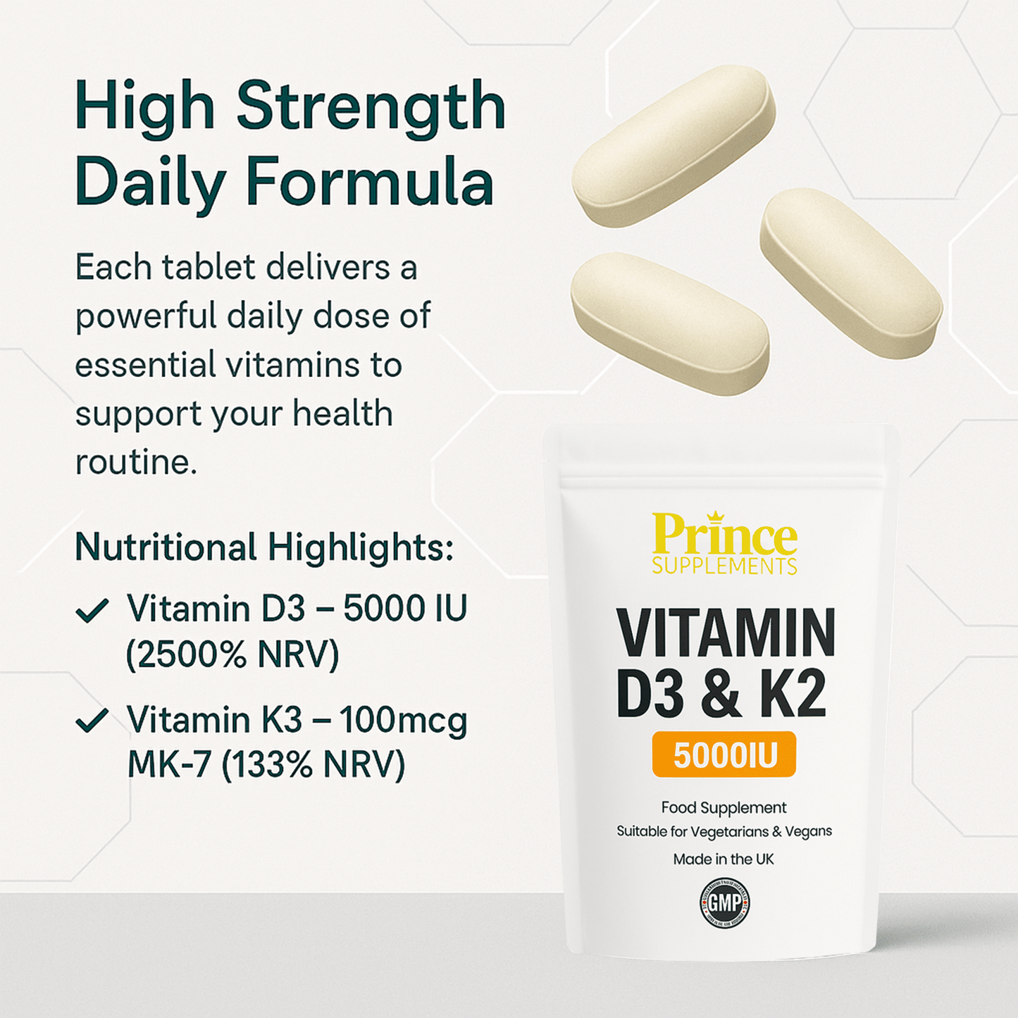 Vitamin D3 5000iu K2 MK7 100mcg Bone Joints Support Tablets Buy 3 get 4