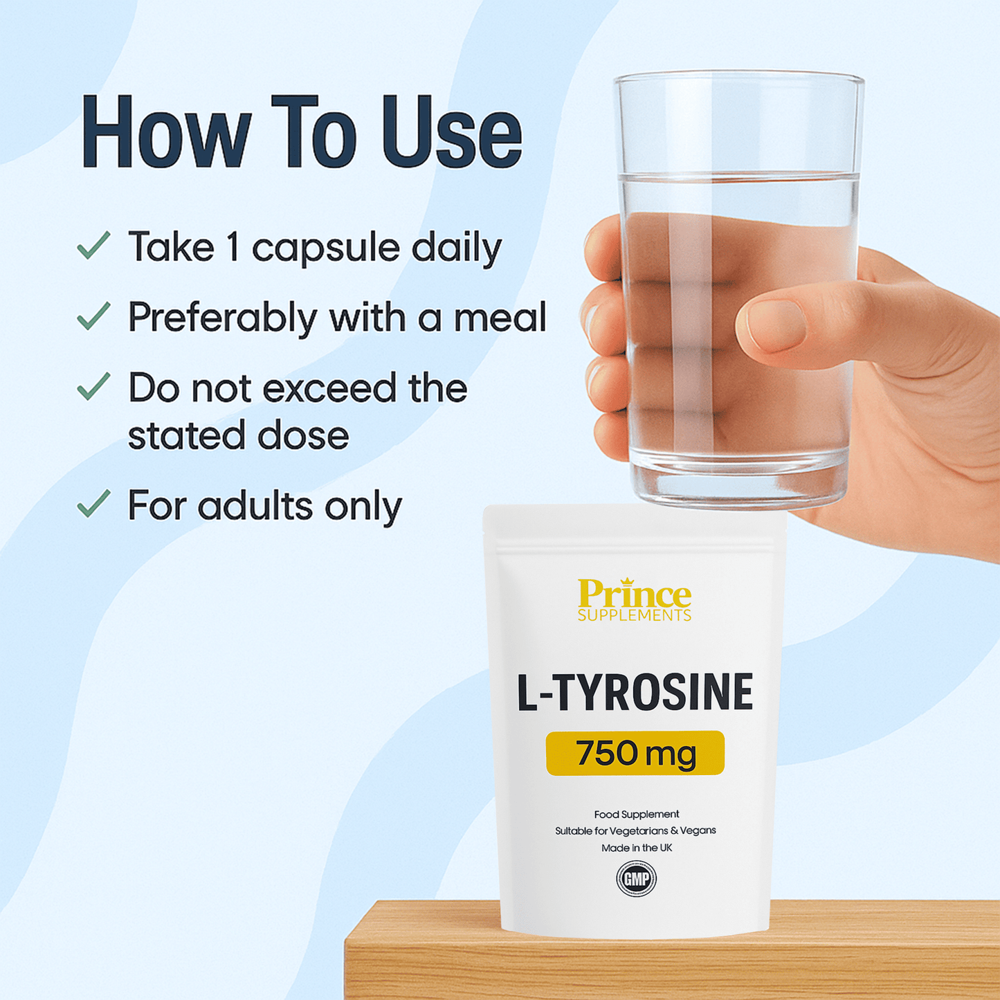 L-Tyrosine 750mg capsules/Tablets Stress Low Mood Healthy Mind