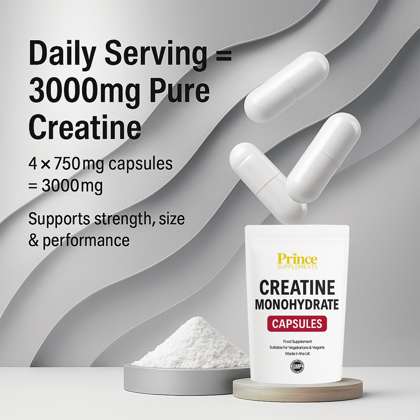 Creatine Monohydrate capsules 3000mg (Per 4 Tablets)