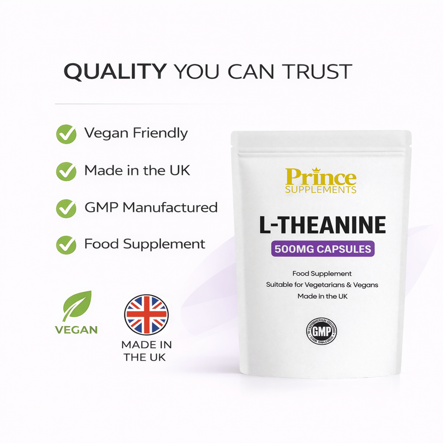 L-Theanine 500mg Capsules for Relaxation, Stress Relief & Focus