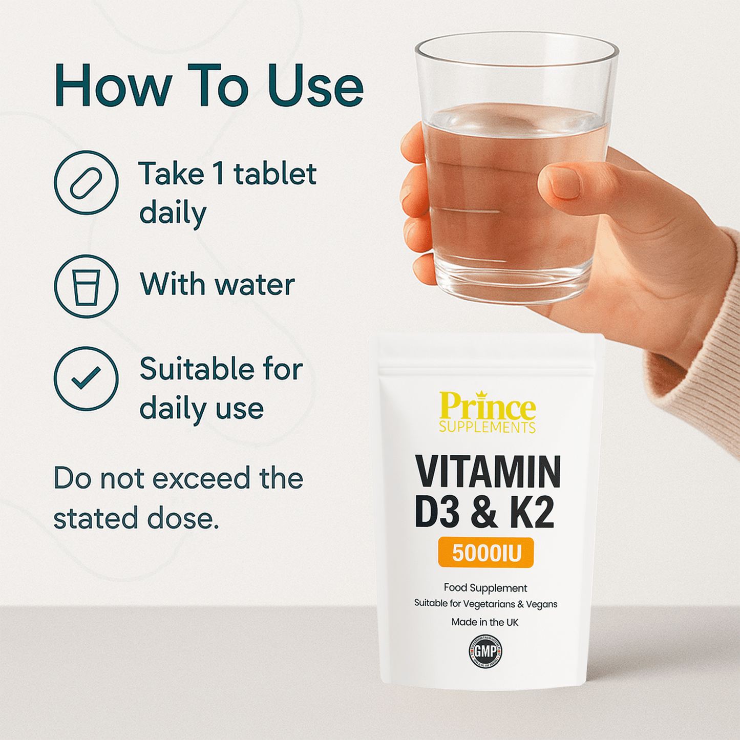 Vitamin D3 5000iu K2 MK7 100mcg Bone Joints Support Tablets Buy 3 get 4