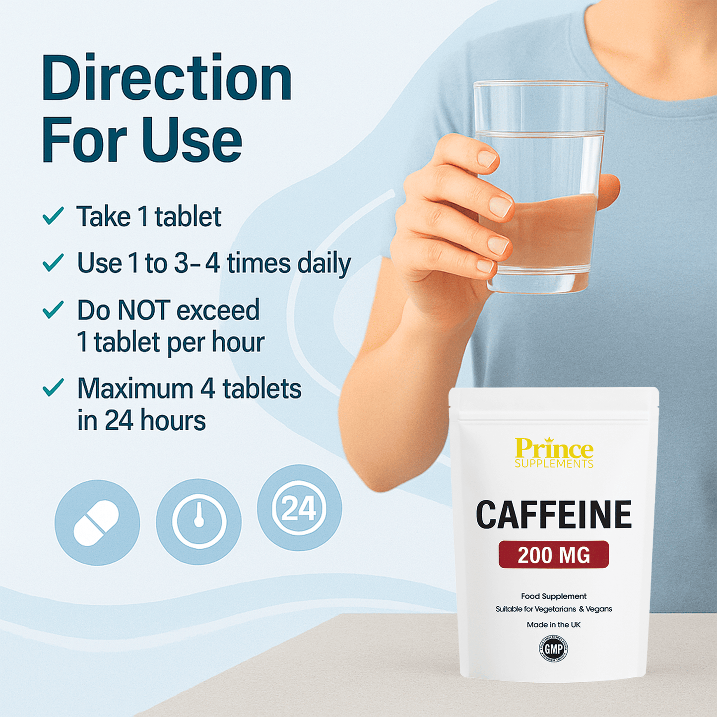 Caffeine Tablets 200mg Energy boost, alertness, weight loss pills