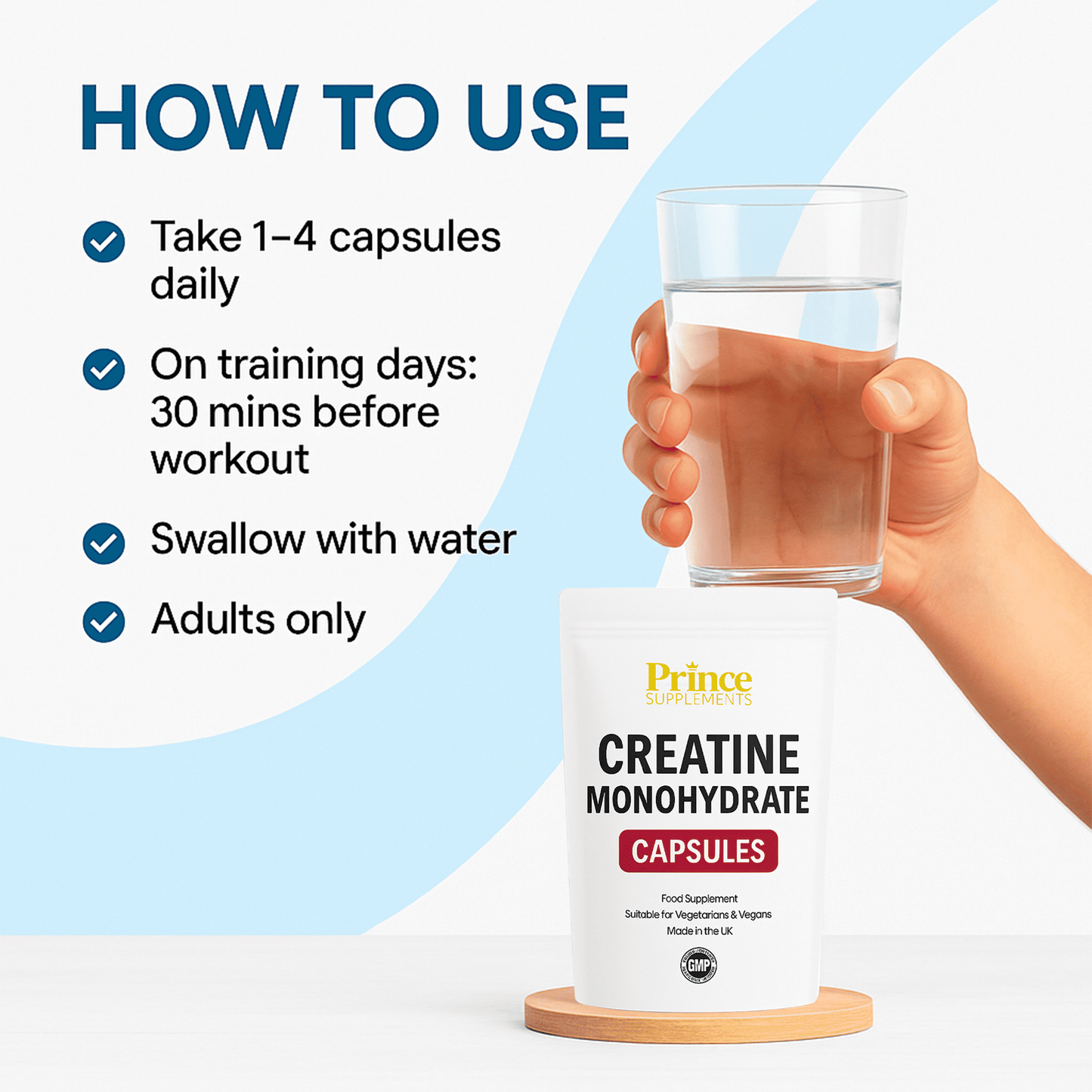 Creatine Monohydrate capsules 3000mg (Per 4 Tablets)