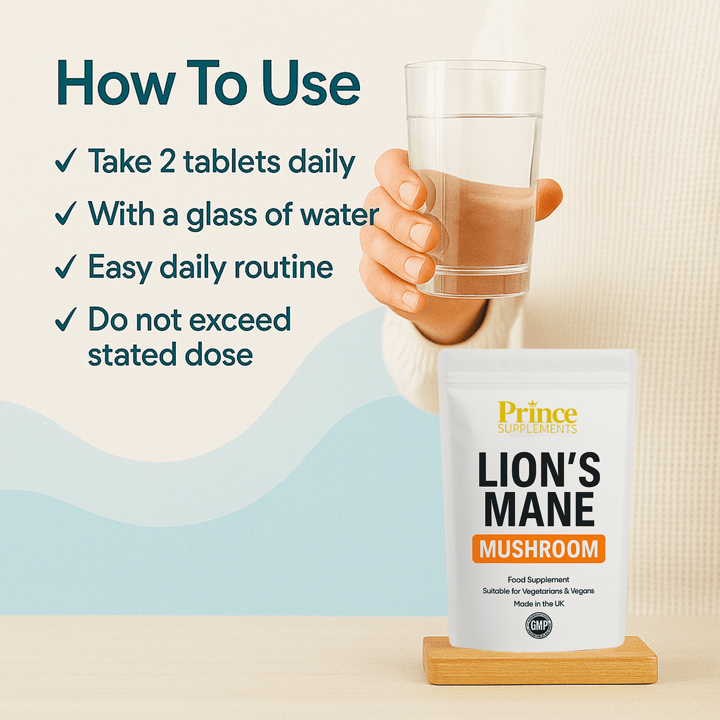 LIONS MANE SUPPLEMENT 4000MG WITH BLACK PEPPER + B1 VEGAN TABLETS